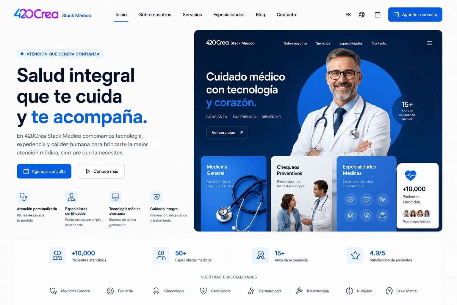 Demo Médico Clínica 420Crea Stack Theme